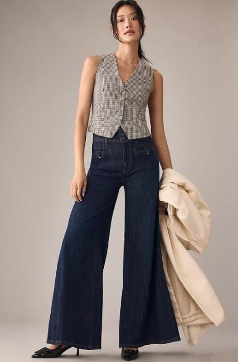 Pilcro Denim - Pilcro Jeans 26 Wide Leg Trousers Denim Blue Casual Sailor Office Work Casual